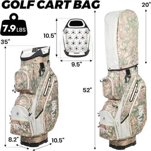 Vista 3 de TIVOR 2026 Golf Cart Bag with 15-Way Full-Length Divider Top, 12 Pockets, Premium Silent Golf Cart Bag with Rain Hood for Men，Fits Jumbo Grips