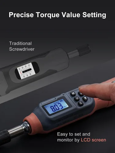 Vista 3 de Destornillador de torsión digital GROWNEER, 2.66-53.1 lb-pulg/0.3-6 Nm, 1/4'' de transmisión Destornillador de pulgada-libra con zumbador