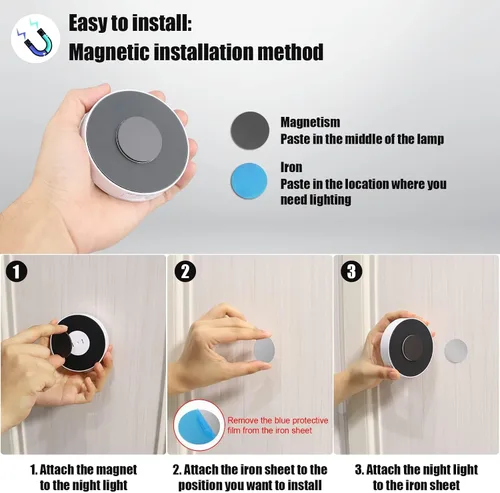 Vista 5 de Luces para debajo del gabinete, paquete de 3 luces recargables con sensor