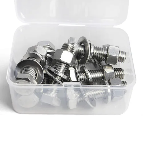 Vista 4 de Tornillos y tuercas de cabeza hexagonal de 1/4-20 x 1-1/4 pulgadas, tornillos, tuercas, arandelas de bloqueo plano, perno de cabeza hexagonal