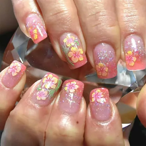 Vista 12 de Uñas postizas a presión de otoño, uñas postizas cortas cuadradas de MABKJLF de cobertura completa con diseños de diente de león, uñas adhesivas
