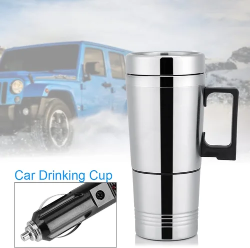Vista 2 de 24V/12V Hervidor eléctrico de viaje 300mL Calentador de agua portátil de acero inoxidable para uso en el hogar del coche Camping
