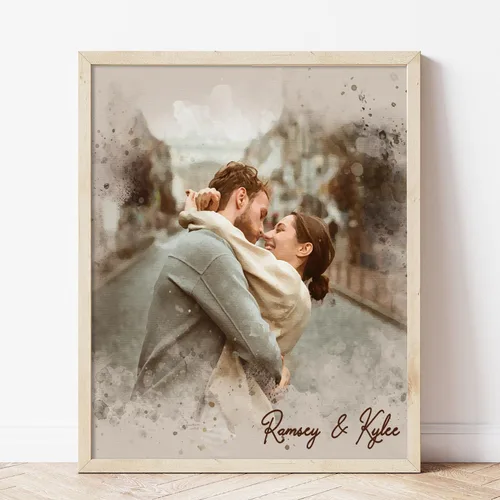 Vista 19 de NAZENTI Retrato de acuarela personalizado de foto, arte de pared con foto familiar, regalos personalizados para el día del padre para abuelo, papá