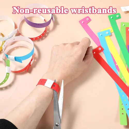 Vista 4 de 60 pulseras de plástico para eventos, pulseras ajustables multicolor, pulseras de plástico impermeables neón para eventos, conciertos, festivales
