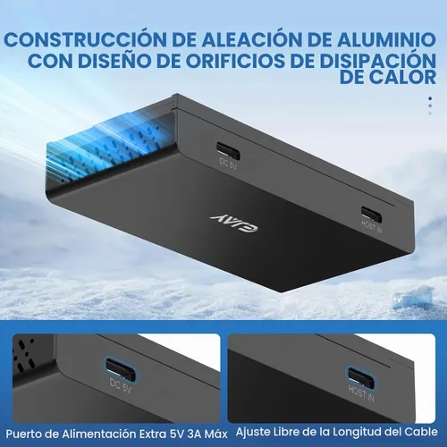 Vista 5 de EJAY Concentrador USB A magnético de 4 puertos de 5 Gbps para Mac y Windows