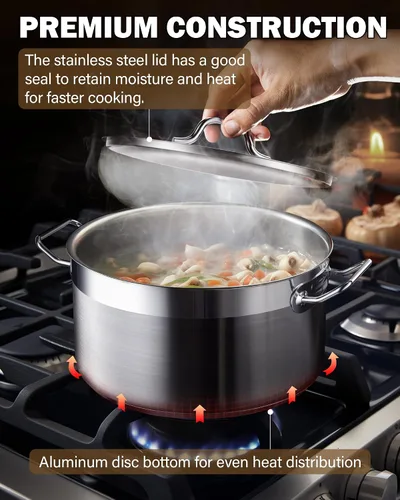 Vista 4 de Cooks Standard Olla de Caldo de 6 Cuartos con Tapa, Stockpot Profesional de Acero Inoxidable 18/10 Horno Holandés Cacerola Olla de Cocina, Ollas