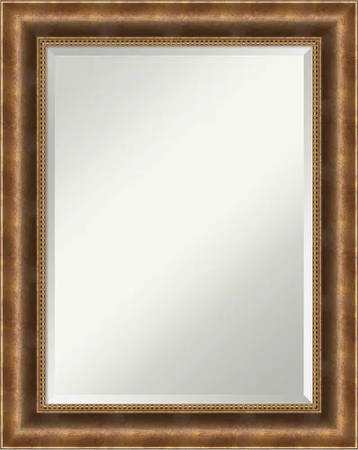 Vista 10 de Amanti Art Espejo de baño de bronce para sobre el fregadero, espejo rectangular de bronce Manhattan de 26 x 22 pulgadas, pequeño marco de madera