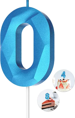 Vista 21 de Velas de cumpleaños con números (0 velas negras), forma de diamante 3D, decoración de pastel de feliz cumpleaños para niños y hombres, cumpleaños