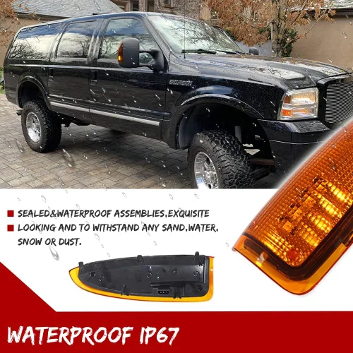Vista 4 de para 2003 2004 2005 2006 2007 Ford F250 F350 F450 F550 F650 Super Duty y 2000-2005 Ford Excursion Luz de Señal de Giro de Lente Ámbar LED Marcador