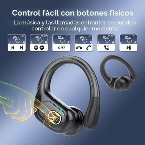 Vista 7 de Auriculares inalámbricos Bluetooth 5.4 de 75 horas para deporte, auriculares Bluetooth 2025 estéreo con graves profundos sobre la oreja con ganchos