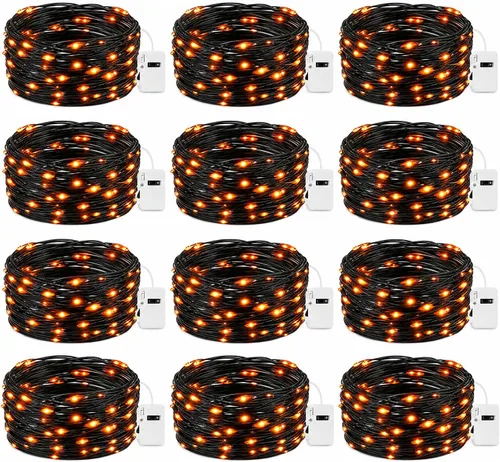 Vista 8 de Paquete de 12 luces de hadas que funcionan con pilas, 20 luces LED parpadeantes de 7 pies, 3 modos, mini luces a granel impermeables para tarros