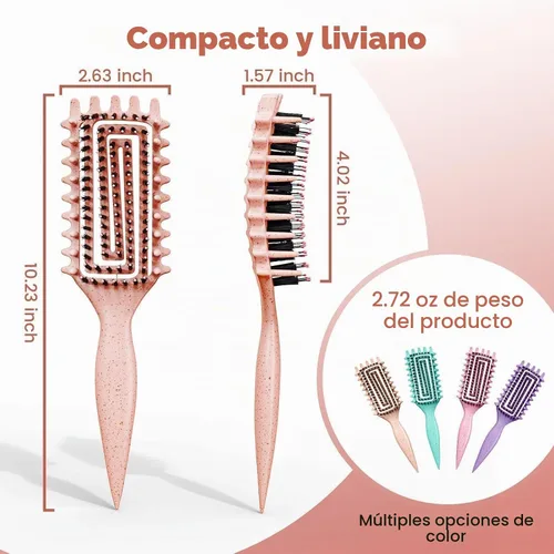 Vista 7 de Cepillo para definir rizos, cepillo para cabello rizado con engranaje lateral para peinar, dar forma y estilizar el cabello rizado, cepillo