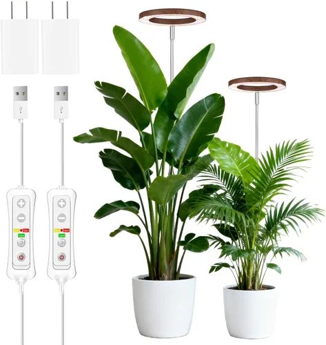 Vista 9 de yadoker 72 LEDs Luz de cultivo de plantas para plantas de interior, Luz de escritorio de aluminio con grano de madera de nogal LED, Altura
