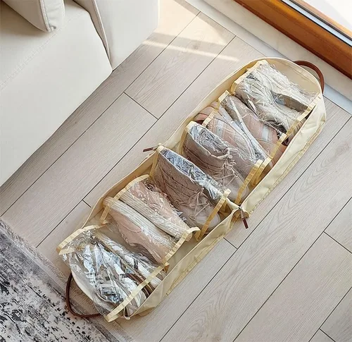 Vista 2 de Bolsa de zapatos para viajes, organizador de zapatos portátil, bolsa de almacenamiento, bolsa de zapatos para mujeres y hombres, Crema, Crema
