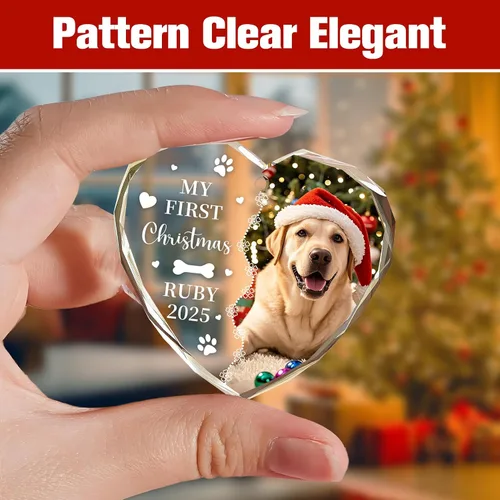 Vista 4 de Adornos de Navidad personalizados 2025 – Decoración de cristal de Navidad personalizada con foto/nombre, adorno colgante de cristal de cristal