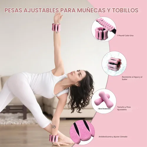 Vista 3 de KANGFITER Pilates Kit with Ankle Weight, Pilates Ring Ball, Resistance Band 11 piezas rosa