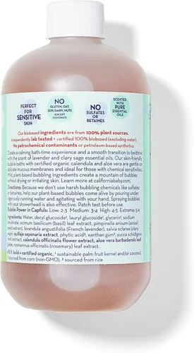 Vista 2 de California Baby Baño de burbujas de lavanda calmante + lavado para bebés 100% a base de plantas Baño de burbujas 2 en 1 para niños + gel de baño