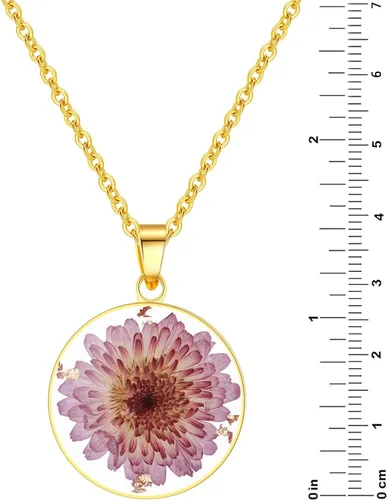 Vista 37 de Forget-Me-Not and Queen Anne's Lace Pressed Wildflower Necklace Birth Month Real Flower Necklace Gold/Silver Pressed Flower Jewelry