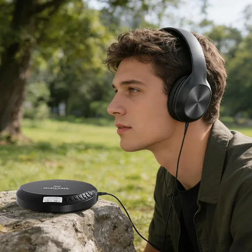 Vista 9 de Coby Reproductor de CD portátil con reproducción MP3 y radio FM, protección anti-salto de 60 segundos, auriculares con cable plegables, reproductor