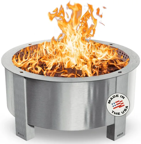 Vista 17 de Breeo Fogata sin humo (Serie X 19, acero inoxidable), hoguera sin humo de 22.1 pulgadas para exterior, 47 libras, ideal para familias, compatible