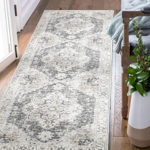 Vista 112 de jinchan Alfombra de Área 2x3 pies Alfombra Vintage de Entrada Lavable Bohemia Tapete Interior para Puerta Medallón Floral Tapete Pequeño para Puerta