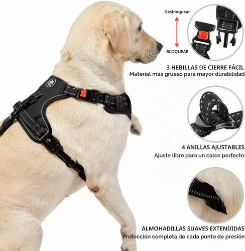Vista 4 de NESTROAD Arnés para Perro Sin Tirones, Arnés de Chaleco para Perro Oxford Ajustable con Correa, Arnés Reflectante Sin Ahogo para Mascotas con Mango