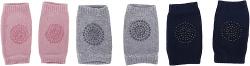 Vista 2 de 3 pares de protectores de rodilla para bebé que gatea la rodilla antideslizante algodón unisex bebé rodilla cómoda y transpirable para bebés