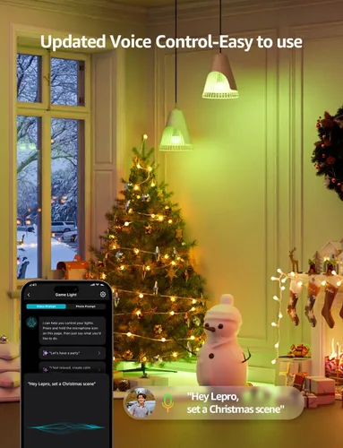 Vista 3 de Lepro Bombillas inteligentes B1 AI – WiFi y Bluetooth RGBWW Bombilla LED que cambia de color funciona con Alexa y Google Assistant, diseñador