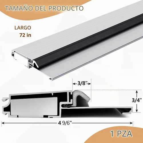 Vista 2 de Tandefio 1 pieza de umbral de puerta exterior de 4-9/16 x 1 x 72 pulgadas, resistente aluminio plateado, base de material compuesto con parte