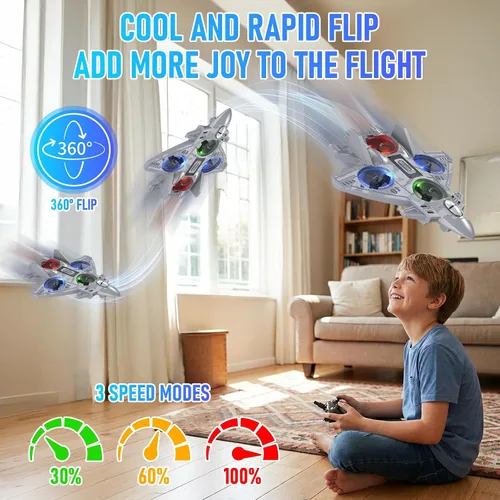 Vista 2 de Avión de control remoto de avión RC para niños de 8 años en adelante, aviones RC Drones de espuma para adultos y niños, juguete de chorro de combate