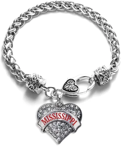 Vista 36 de Pulsera de plata con dije de corazón pavé con joyas de circonita cúbica