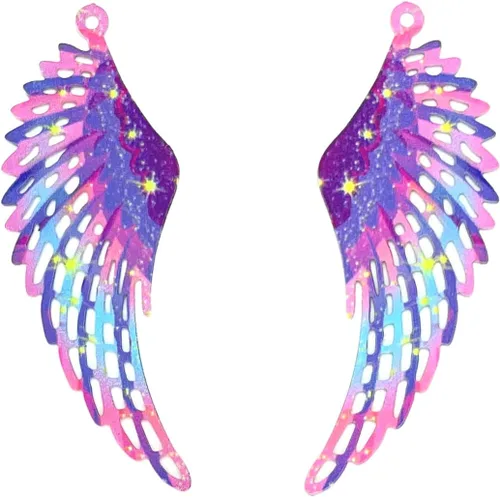 Vista 12 de Dijes de plumas de filigrana multicolor colgante de pluma pintado de color hueco para pendientes de bricolaje collares accesorios para fabricación