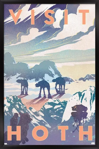 Vista 8 de Trends International Star Wars: Hoth - Póster de pared Visit Hoth, 14.725 x 22.375 pulgadas, versión enmarcada de madera de granero