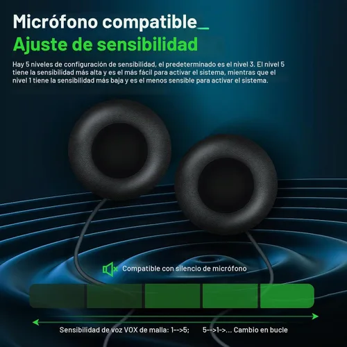 Vista 8 de EJEAS Q8 Intercomunicador Bluetooth para casco de motocicleta, nuevo sistema de intercomunicación de grupo Mesh 3.0 con intercambio de música