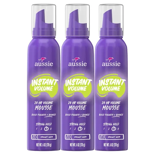 Vista 2 de Aussie Mousse de volumen instantáneo de 24 horas de sujeción fuerte, 6 onzas (paquete de 2)