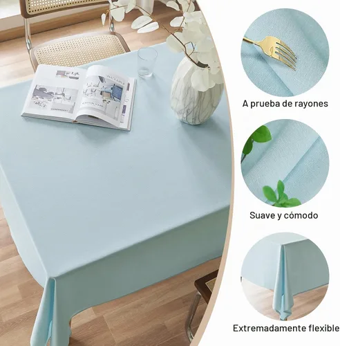 Vista 3 de AUSSPVOCT Mantel redondo de lino texturizado de 60 pulgadas para mesas de hasta 40 pulgadas, mantel redondo impermeable y a prueba de derrames