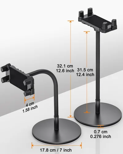 Vista 5 de Soporte para tablet para escritorio, soporte ajustable con cuello de cisne con rotación de 360° para iPad Pro/Air/Mini, Kindle Fire Hd, Galaxy Tabs