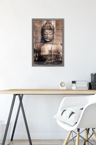 Vista 6 de Trends International Póster de pared de Buda tailandés, 14.725 x 22.375 pulgadas, versión enmarcada de madera de granero
