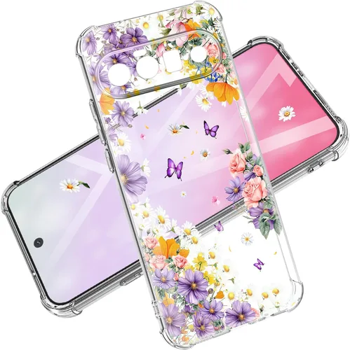 Vista 50 de Funda para Google Pixel 10A, 5G, mármol y flores, delgada, anticaídas, a prueba de golpes, suave, a prueba de golpes, transparente, fundas negro