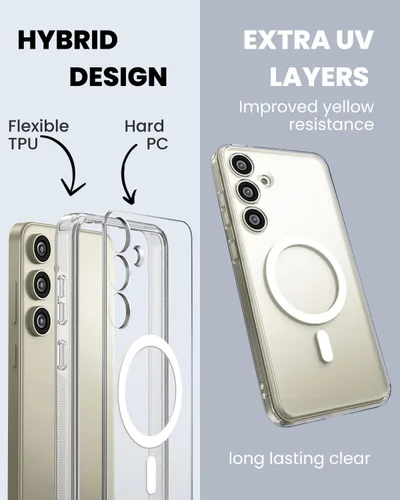Vista 3 de CaseBorne Slim Series - Funda compatible con Samsung Galaxy S24 Plus, combo 3 en 1, cubierta magnética híbrida ultra transparente, con protector