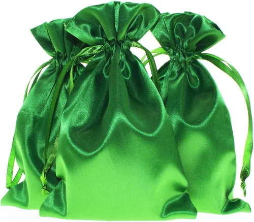 Vista 15 de Bolsas de regalo de satén azul bebé de 4 x 6 pulgadas, bolsas de joyería, bolsas de cordón para recuerdos de boda, baby shower, Navidad, 50 por