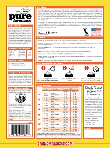 Vista 2 de GrandmaLucy Pureformance - Receta de pollo liofilizada sin granos para perros, 1 libras