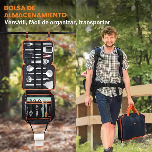 Vista 7 de Gaialoop Juego Portátil de Utensilios de Cocina para Acampar, Equipo de Cocina de Campamento y de Fogata, Esenciales para RV, Accesorios Imperdibles
