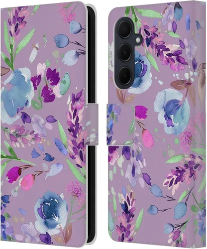 Vista 218 de Head Case Designs Officially Licensed Ninola Abstract Poppies Lilac Floral Leather Wallet Case Compatible with Samsung Galaxy A07 4G