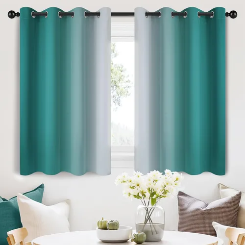 Vista 83 de SimpleHome Cortinas degradadas degradadas para oscurecer la habitación de 36 pulgadas de largo para dormitorio, con ojales y bloqueo de luz Negro