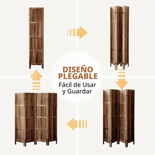 Vista 5 de Pared divisora de habitación de 4 paneles, pantalla de privacidad plegable de 5.6 pies de alto, divisor de partición para separación
