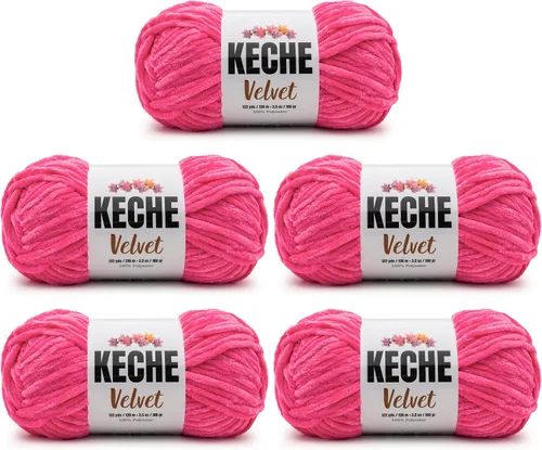 Vista 130 de Keche Hilo para ganchillo, hilo de terciopelo, chenilla suave, manta de bebé voluminosa amigurumi Yarn 3.53 oz (132 yardas) - Arona