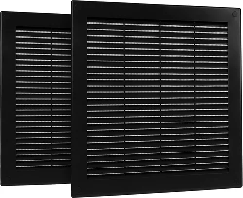 Vista 16 de Paquete de 2 cubiertas cuadradas de ventilación de aire de 4" x 4" (tamaño exterior) - Deflector de ventilación de plástico negro - Malla