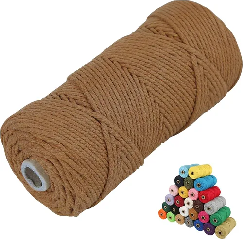 Vista 64 de Cordón de algodón para macramé, hilo torcido de 4 capas, cuerda de algodón natural, suministros perfectos de macramé, para hacer soportes colgantes
