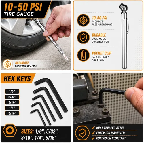 Vista 4 de Kit de herramientas de reparación de motocicleta para motocicletas Harley Davidsons, juego de herramientas básicas de reparación de bicicletas, kit